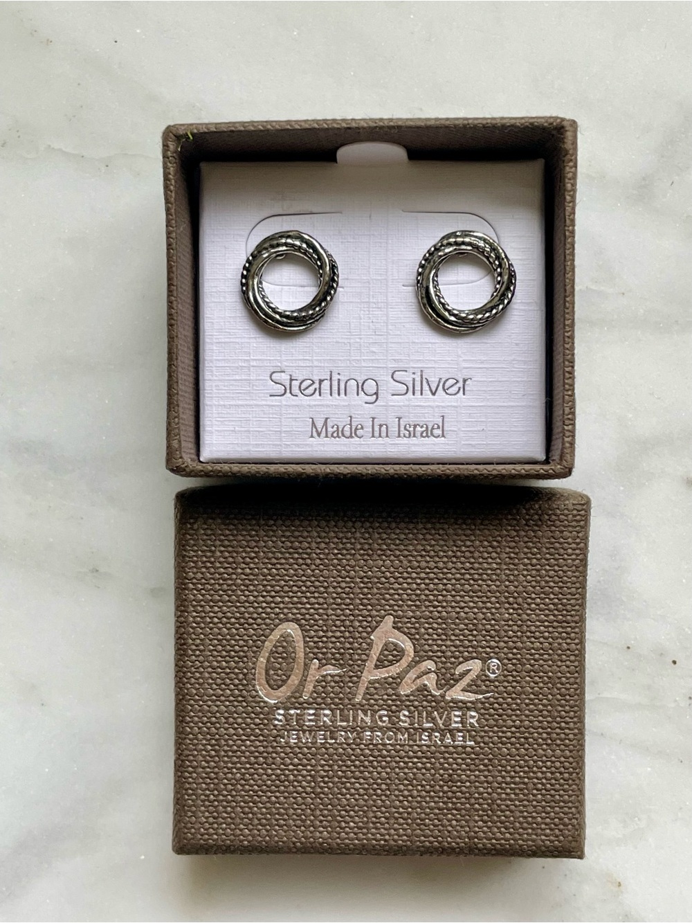 Or Paz Silver Twisted Circle Stud Earrings